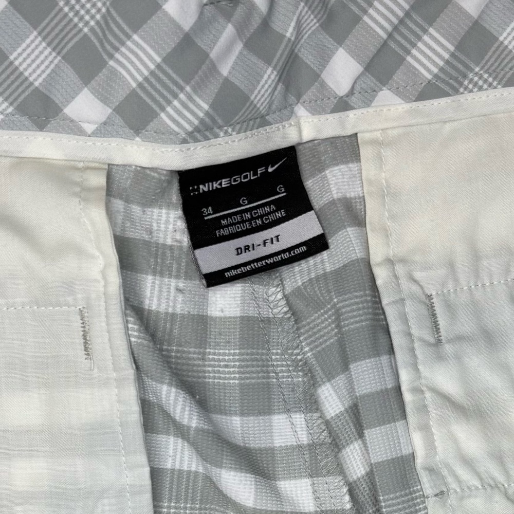 Nike Gray/White Checker Patterned Flat Front Golf… - image 3